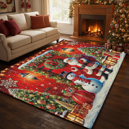 Lorva Christmas Area Rug Happy Snowman