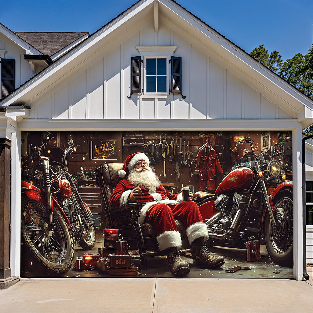Lorva Christmas Garage Door Banner Decoration Santa’s Christmas Ride Crew