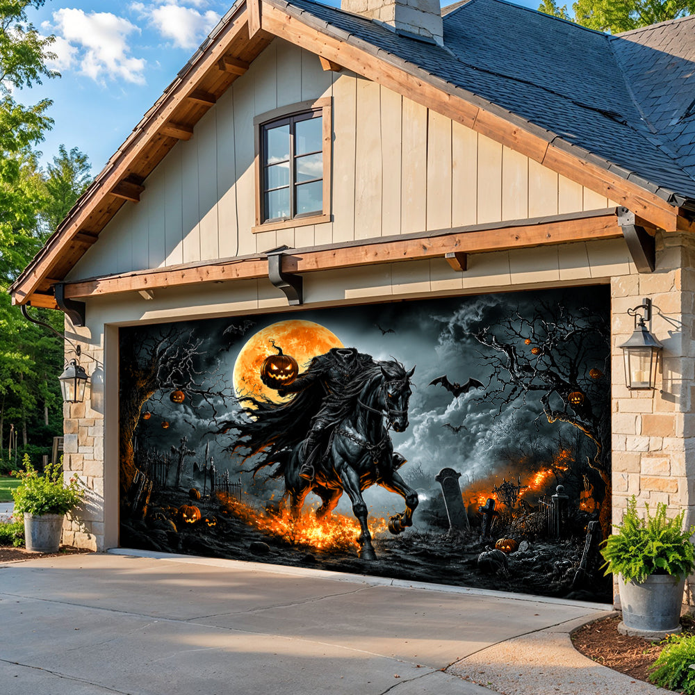Lorva Halloween Garage Door Banner Decoration Legend Of The Headless Rider
