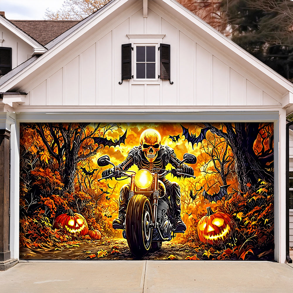 Lorva Halloween Garage Door Banner Decoration Born To Ride Built For Halloween
