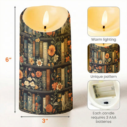 Lorva LED Candle Vintage Floral Bookshelf