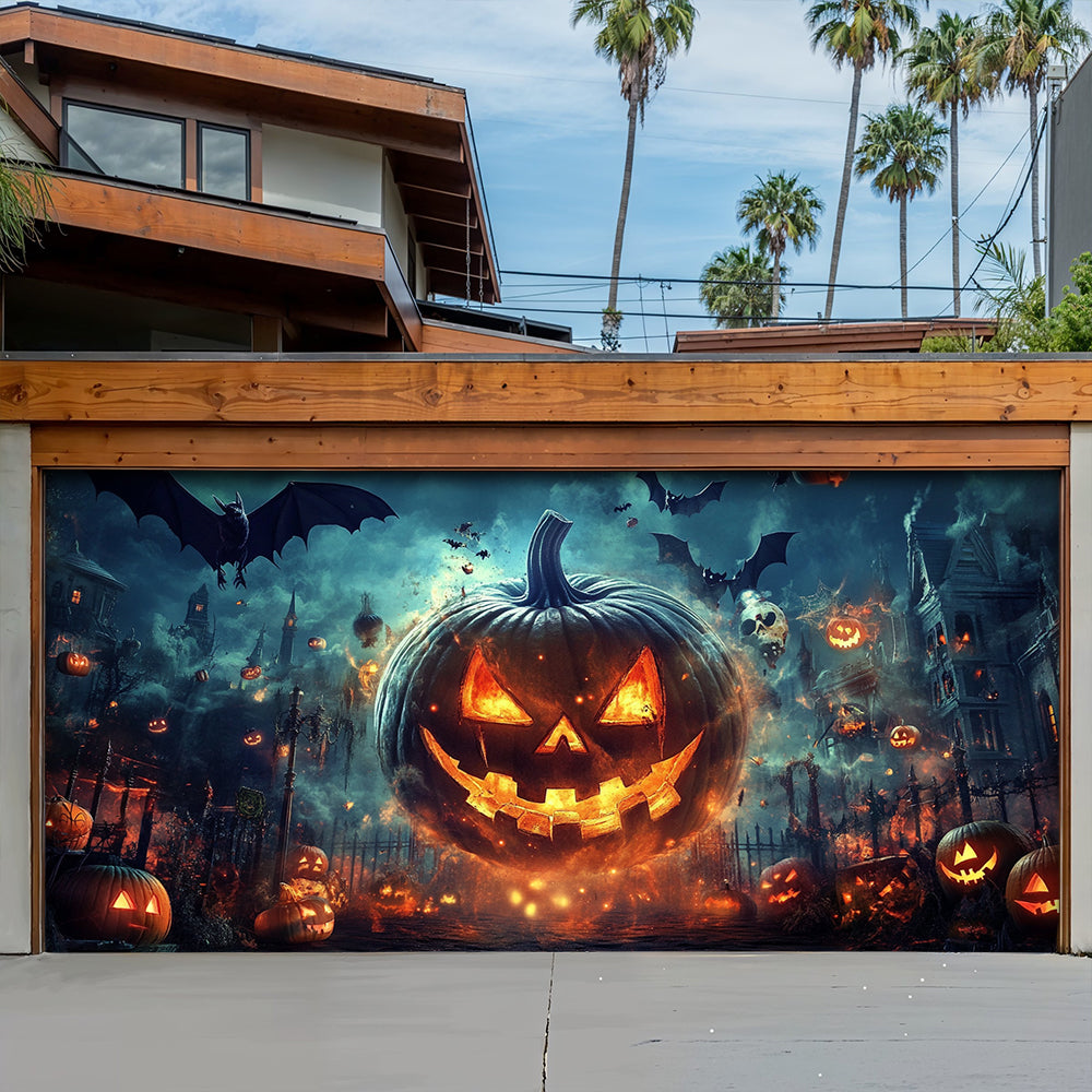 Lorva Halloween Garage Door Banner Decoration The Dark Pumpkin Kingdom