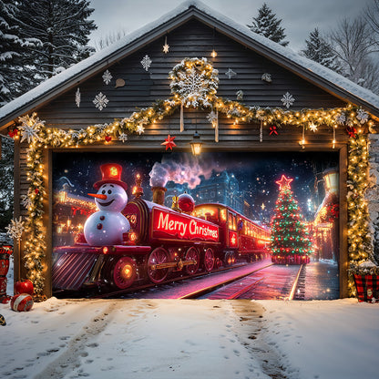 Lorva Christmas Garage Door Banner Decoration Snowman’s Holiday Express