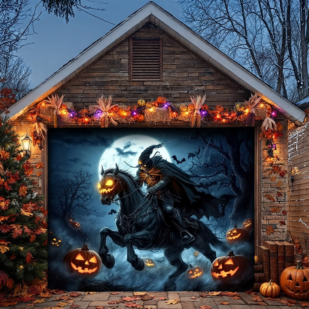 Lorva Halloween Garage Door Banner Decoration The Headless Horseman Returns