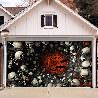 Lorva Halloween Garage Door Banner Decoration Haunted Skull Vortex