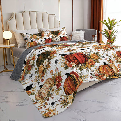 Lorva All Season Quilt 3-Piece Set Enchanted Floral Pumpkins