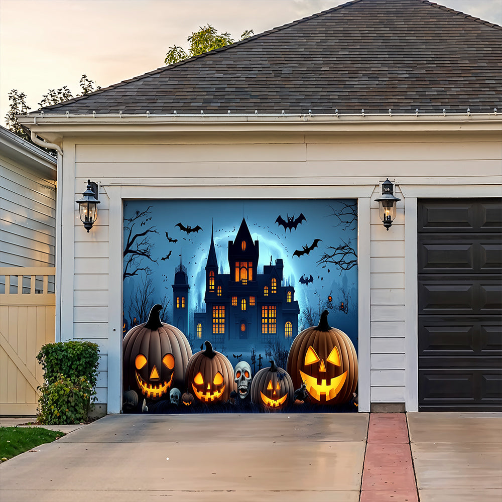 Lorva Halloween Garage Door Banner Decoration The Haunted Pumpkin House