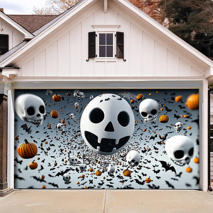 Lorva Halloween Garage Door Banner Decoration Spooky Skull Frenzy