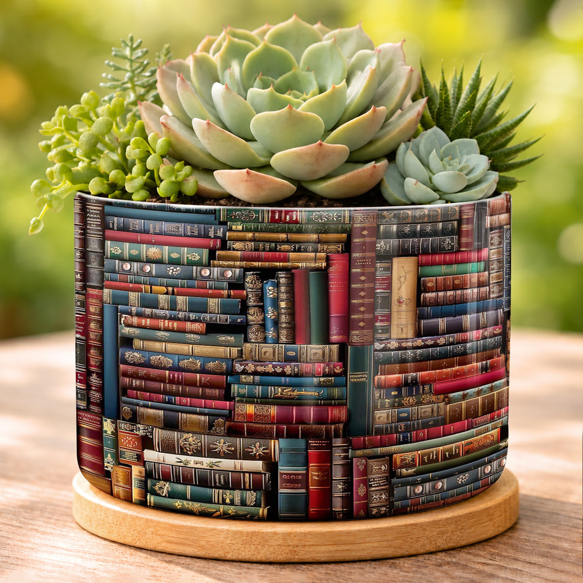 Lorva Reading Ceramic Plant Pot Vintage Books