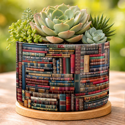 Lorva Reading Ceramic Plant Pot Vintage Books