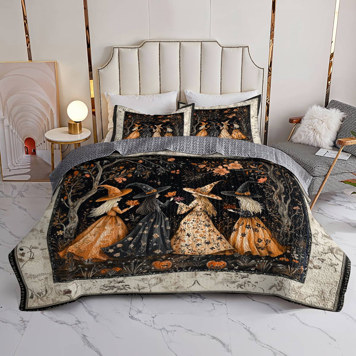 Witch Lorva All Season Quilt 3-Piece Set Enchanted Golden Night