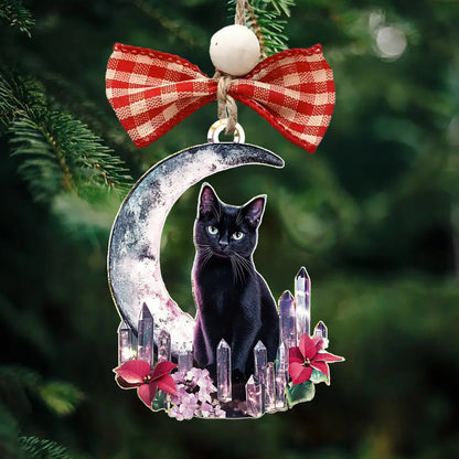 Lorva Cat 2D Acrylic Ornament Crystal Midnight Moon