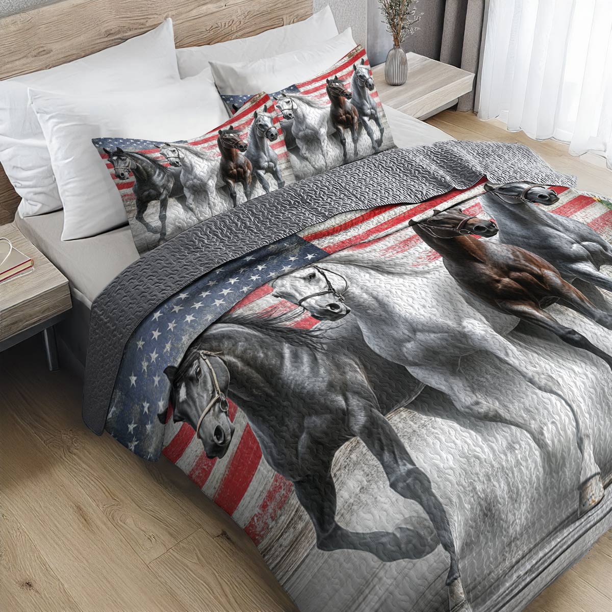 Lorva Horse All Season Quilt 3-Piece Set Strength Horses