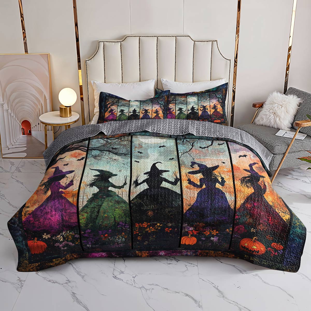 Witch Lorva All Season Quilt 3-Piece Set Shadow Witches