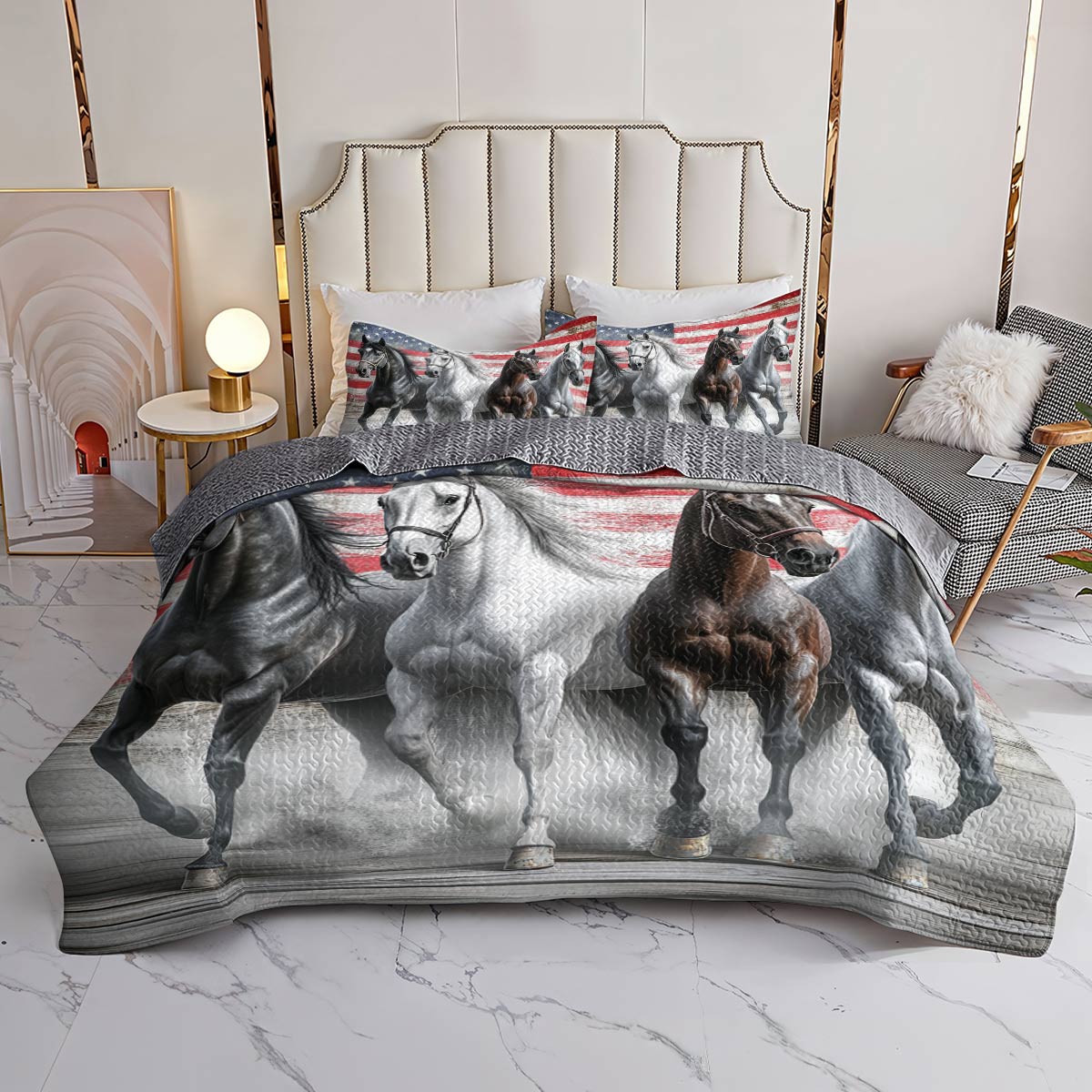 Lorva Horse All Season Quilt 3-Piece Set Strength Horses