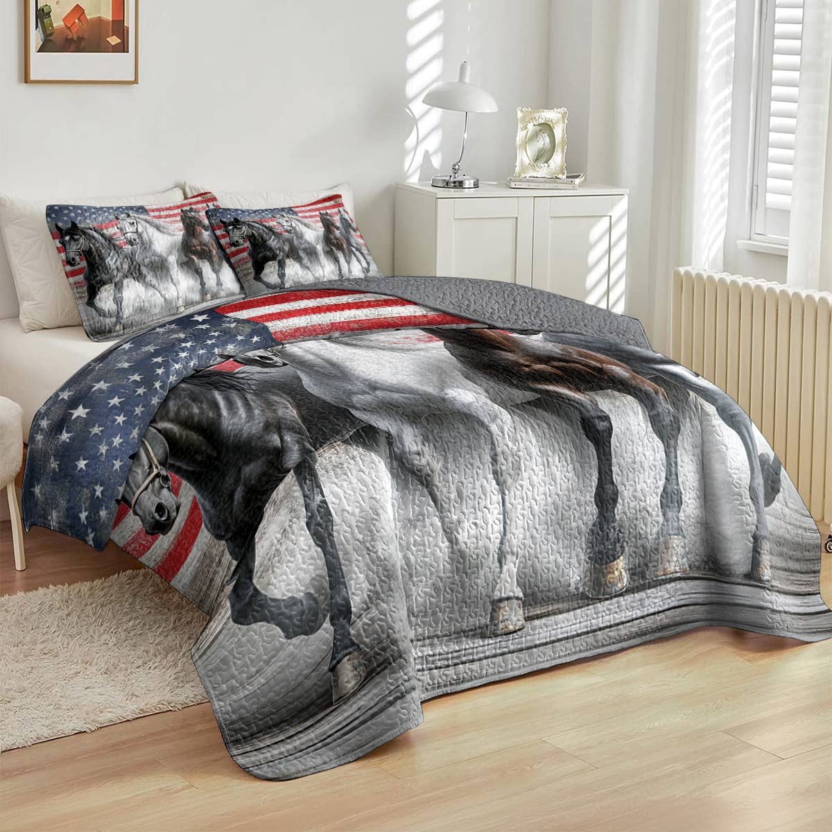 Lorva Horse All Season Quilt 3-Piece Set Strength Horses