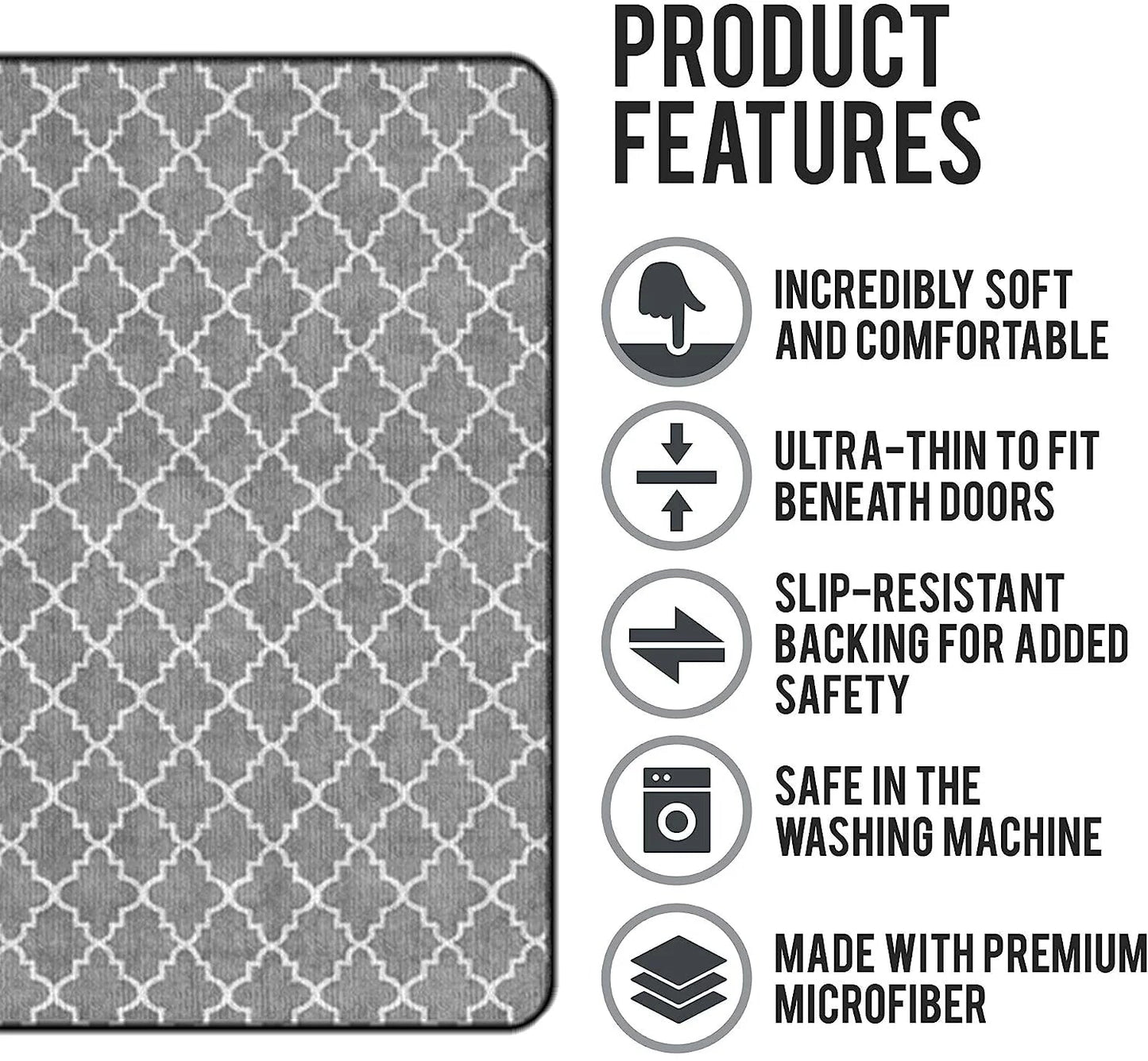 Lorva Ultra-Thin Non Skid Floor Mat, Kitchen Rugs Matching Design Charming Floral Cats
