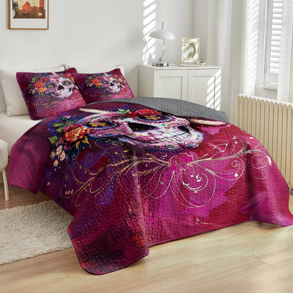 Lorva All Season Quilt 3-Piece Set Beautiful Sugar Skull