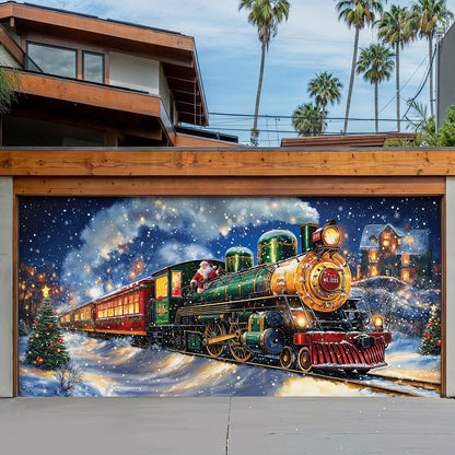 Lorva Christmas Garage Door Banner Decoration Magical Holiday Express Santa’s Train Spreading Cheer