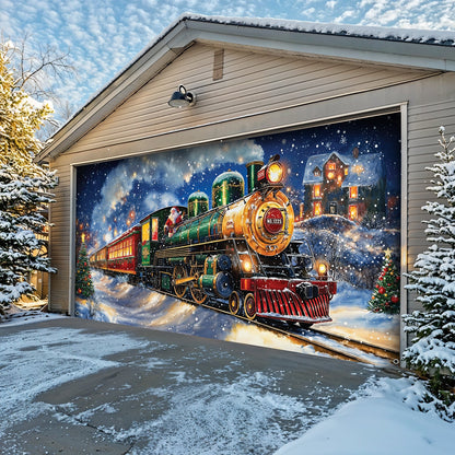 Lorva Christmas Garage Door Banner Decoration Magical Holiday Express Santa’s Train Spreading Cheer