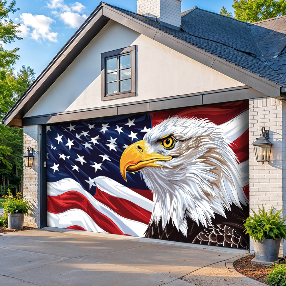 Lorva Patriotic Garage Door Banner Decoration Eagle of Freedom The Spirit of America