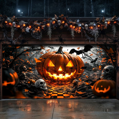 Lorva Halloween Garage Door Banner Decoration Grinning Jack Halloween