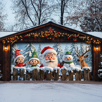 Lorva Christmas Garage Door Banner Decoration Santa’s Jolly Crew
