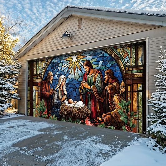 Lorva Christmas Garage Door Banner Decoration Faith The Nativity Scene