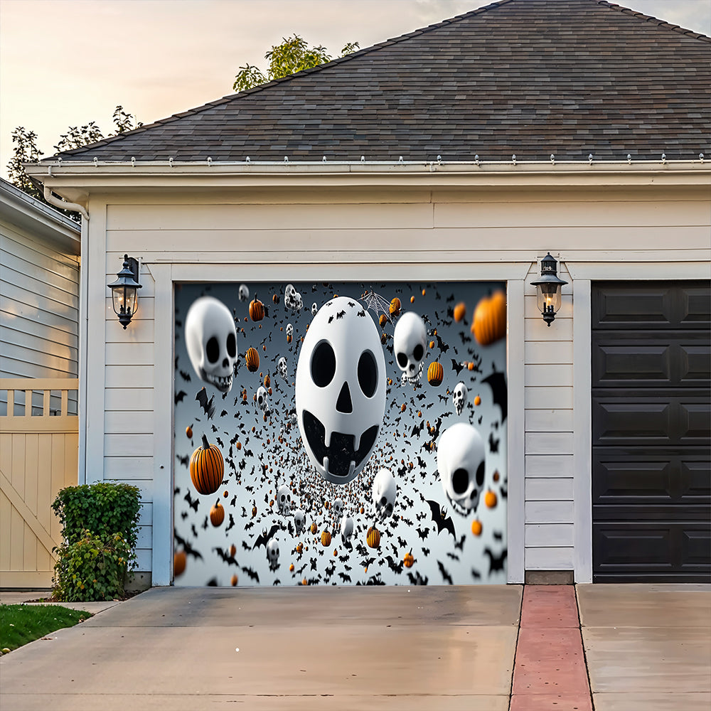 Lorva Halloween Garage Door Banner Decoration Spooky Skull Frenzy