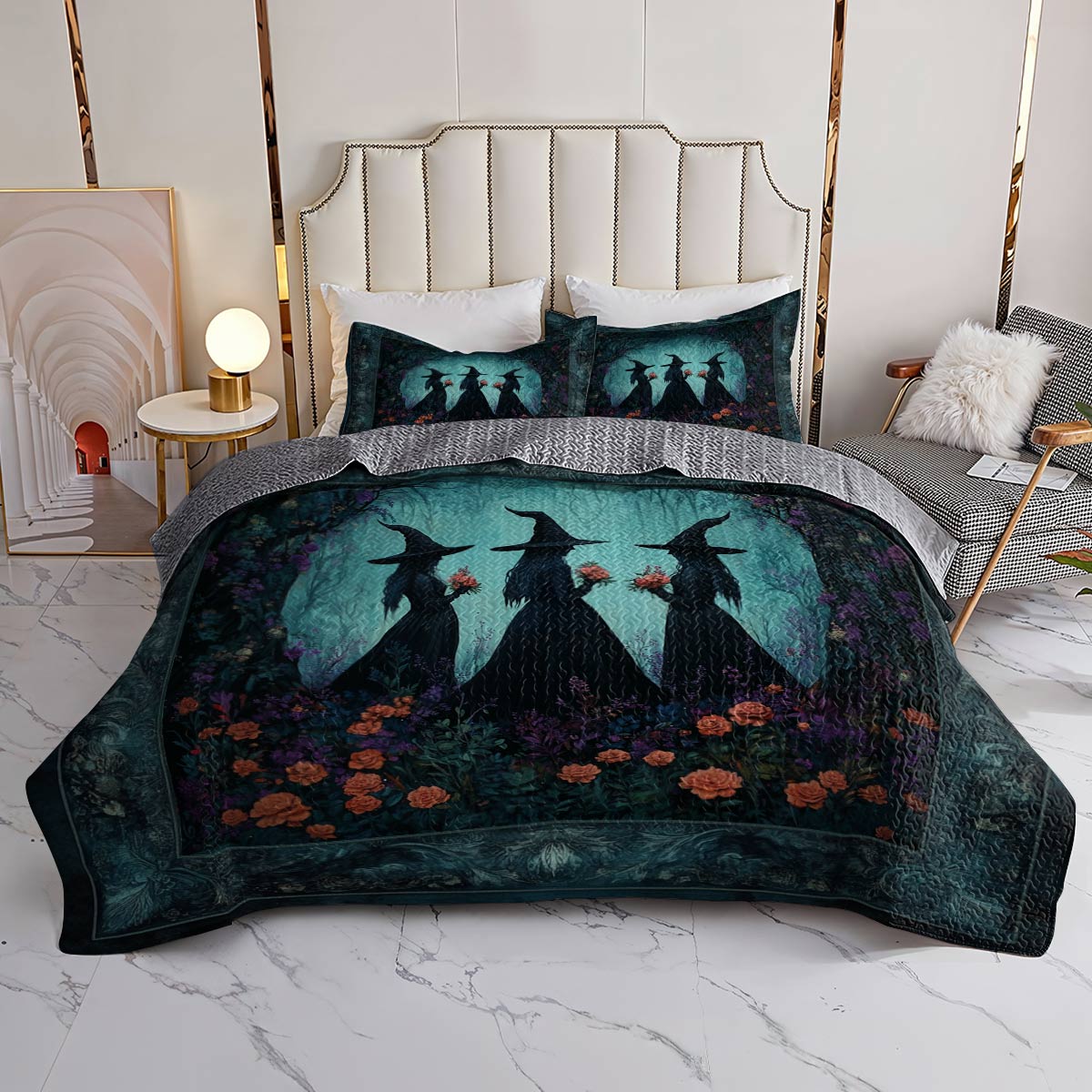 Witch Lorva All Season Quilt 3-Piece Set Moonflower Witches