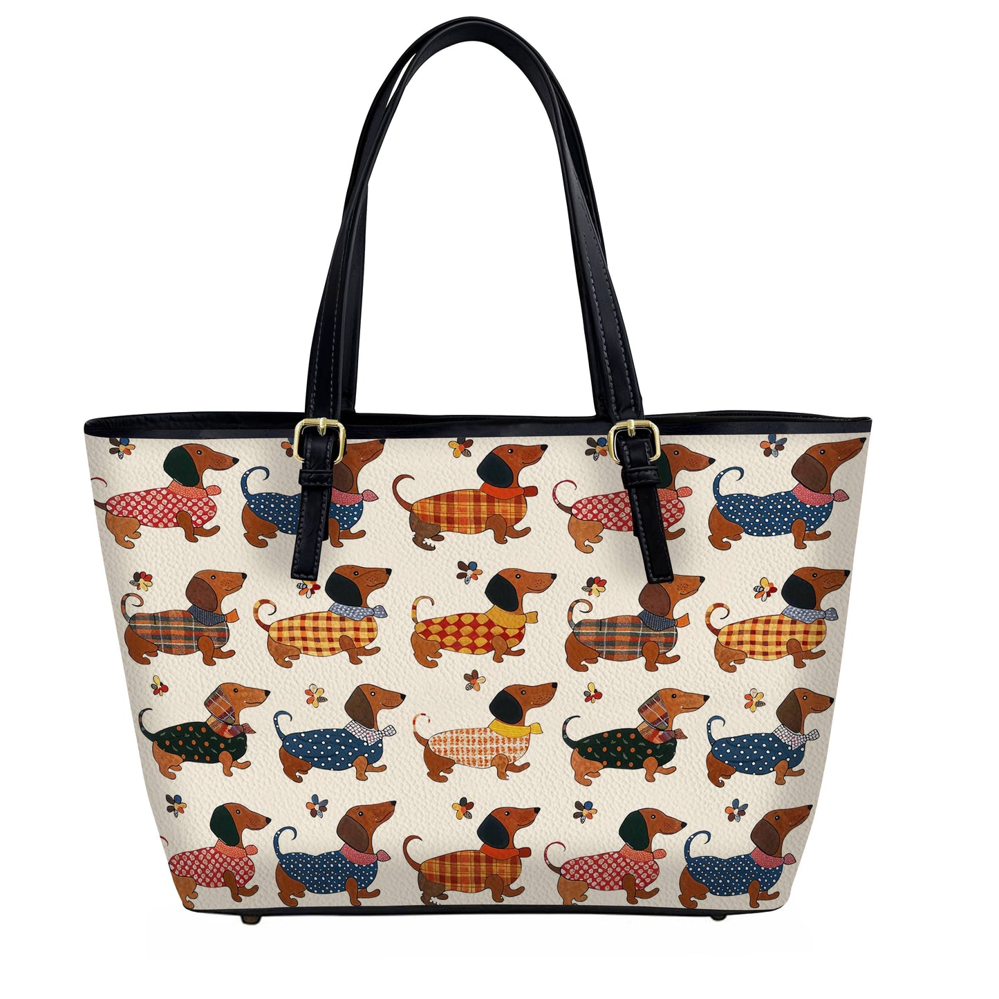 Lorva Dachshund Leather Tote Bag Joyful