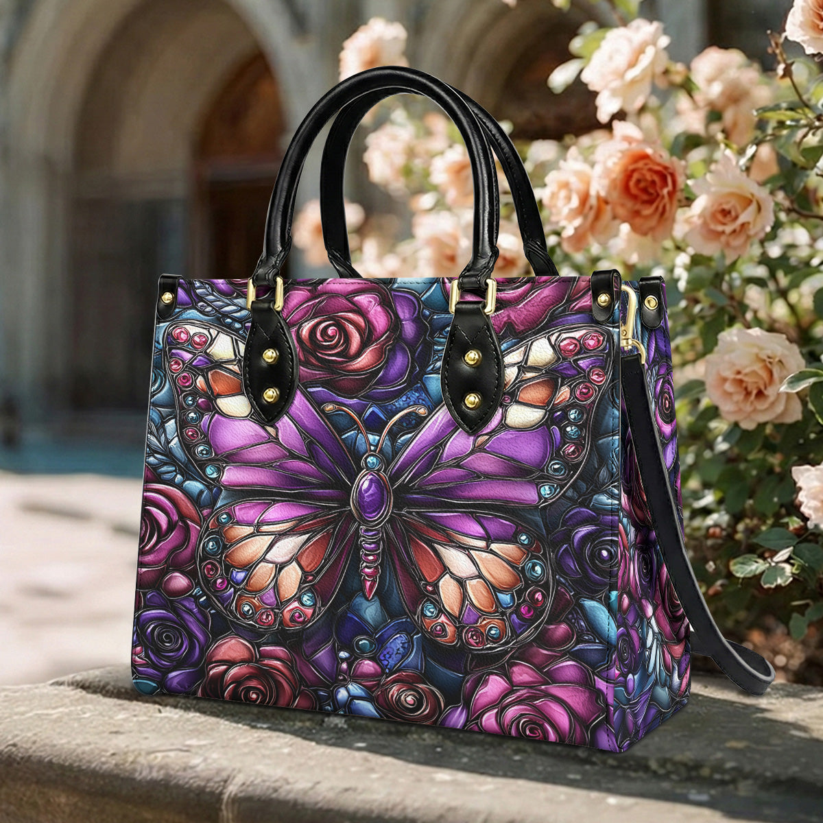 Lorva Butterfly Leather Bag Rose & Butterfly Elegance