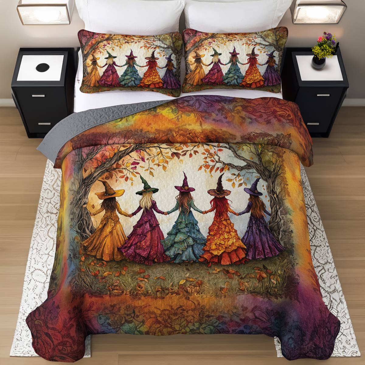 Witch Lorva All Season Quilt 3-Piece Set Rainbow Coven Magic