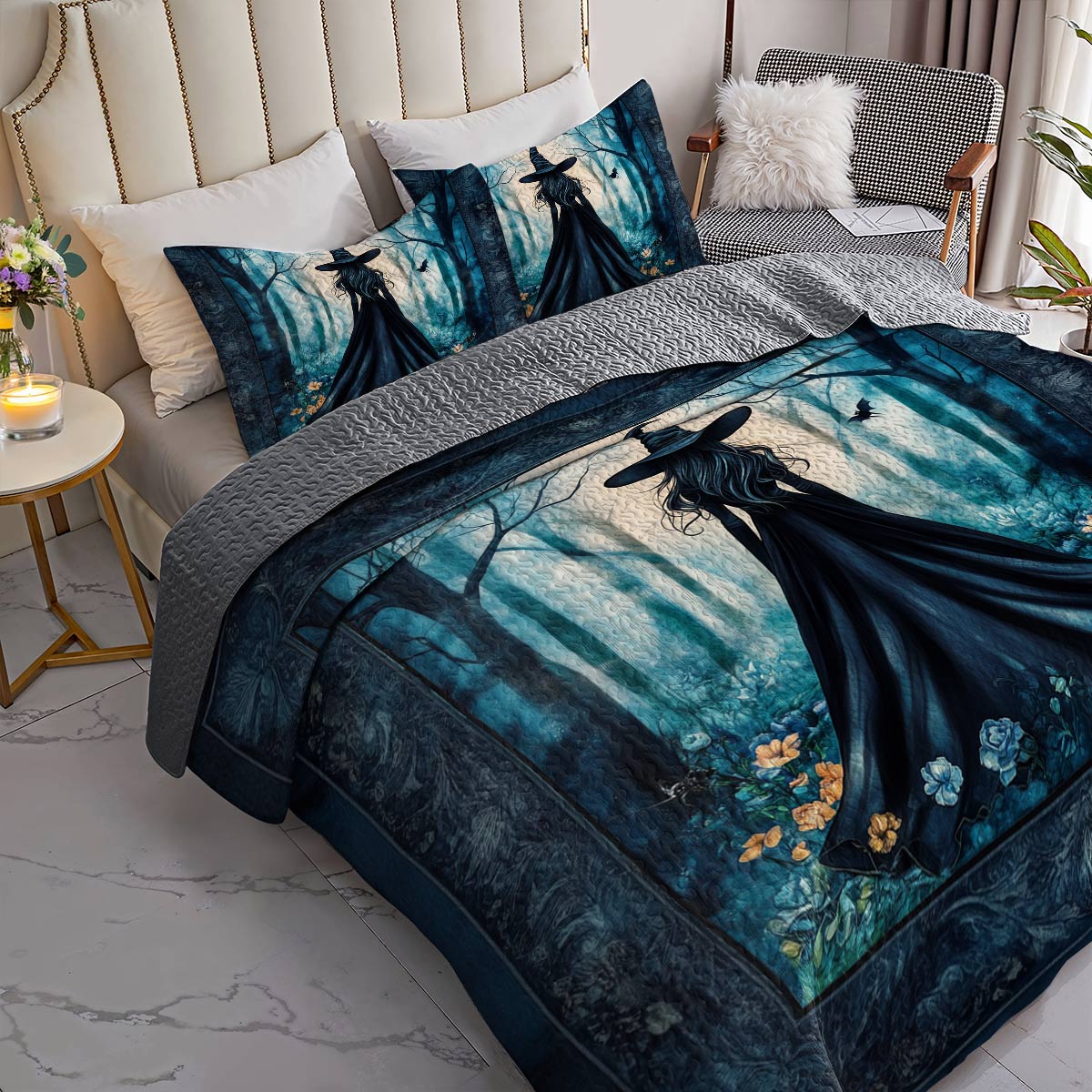 Witch Lorva All Season Quilt 3-Piece Set Enchanted Forest Witch