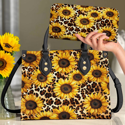 Lorva Leather Bag Leopard Sunflowers