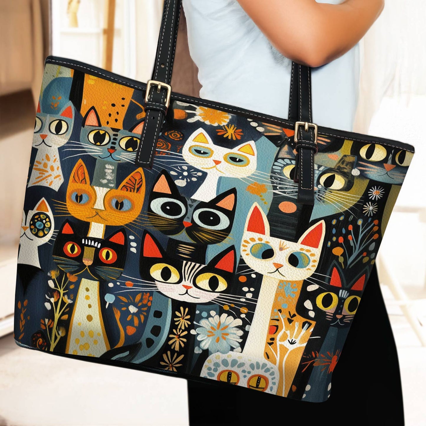 Lorva Leather Tote Bag Curious Folk Cats