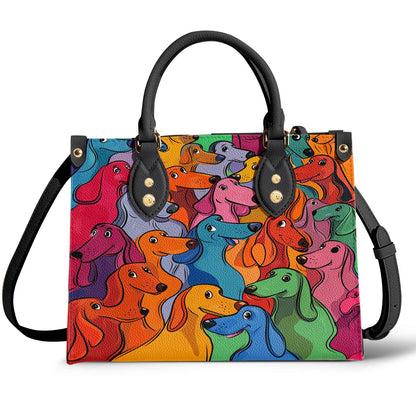 Lorva Dachshund Leather Bag Rainbow Sausage Squad