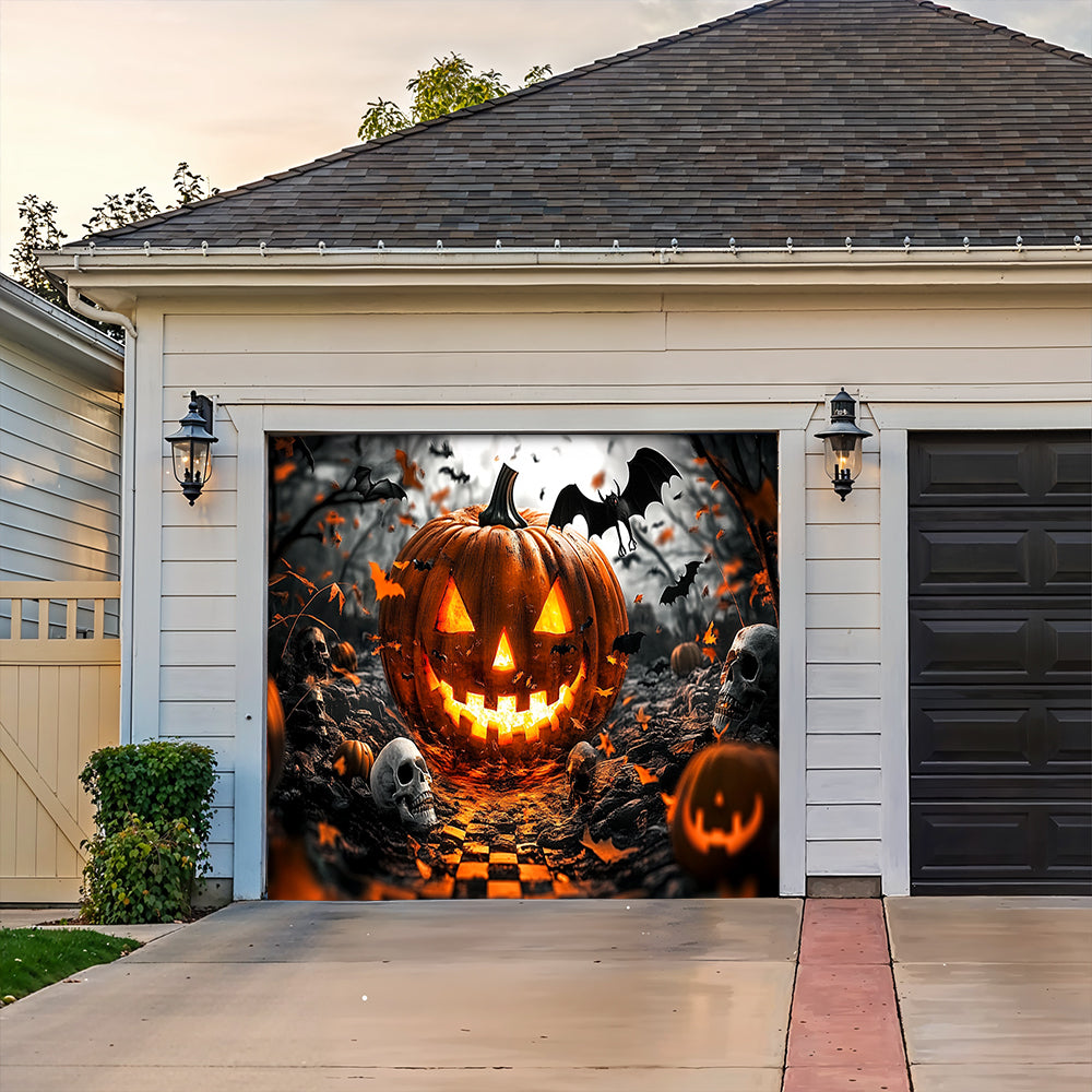 Lorva Halloween Garage Door Banner Decoration Grinning Jack Halloween