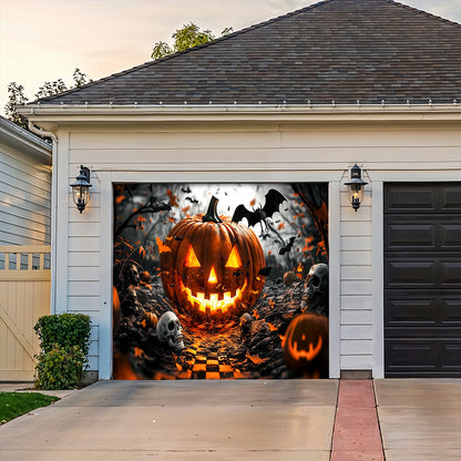 Lorva Halloween Garage Door Banner Decoration Grinning Jack Halloween