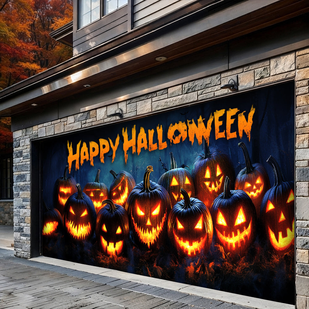 Lorva Halloween Garage Door Banner Decoration Nightmare Pumpkins Monster