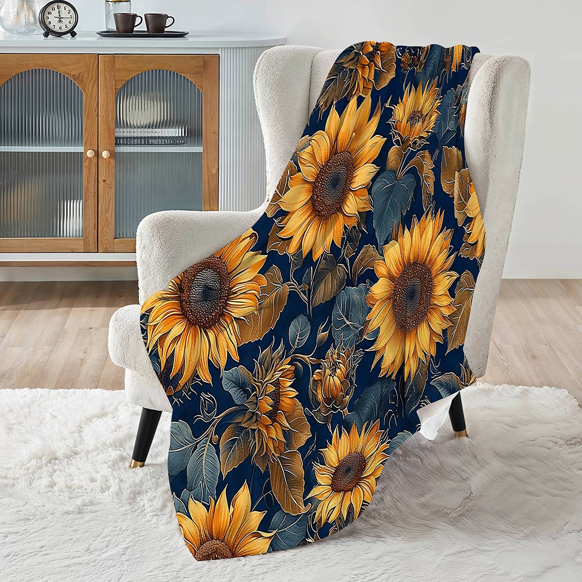 Lorva Fleece Blanket Rustic Sunflower