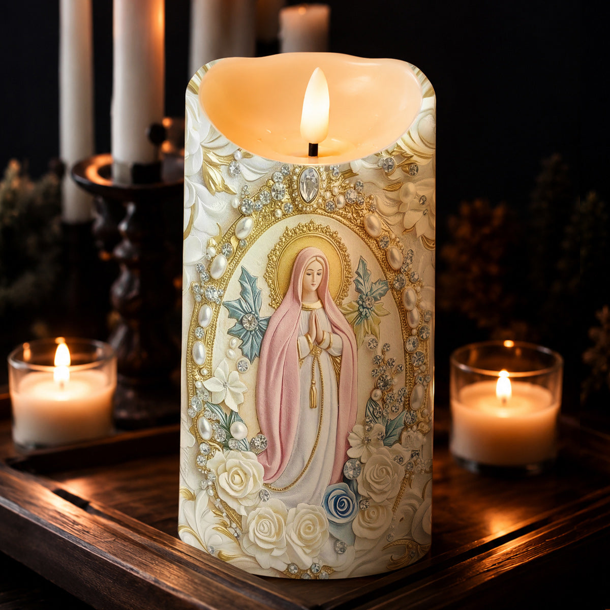 Lorva LED Candle Gentle Virgin Mary
