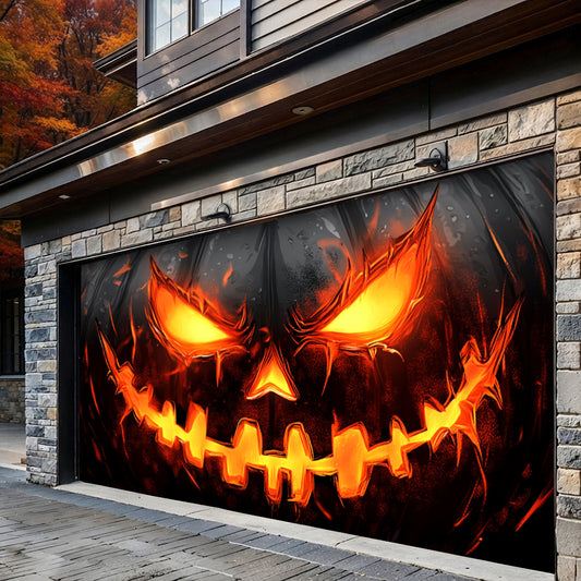 Lorva Halloween Garage Door Banner Decoration Halloween Horror Pumpkin Face