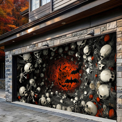 Lorva Halloween Garage Door Banner Decoration Haunted Skull Vortex