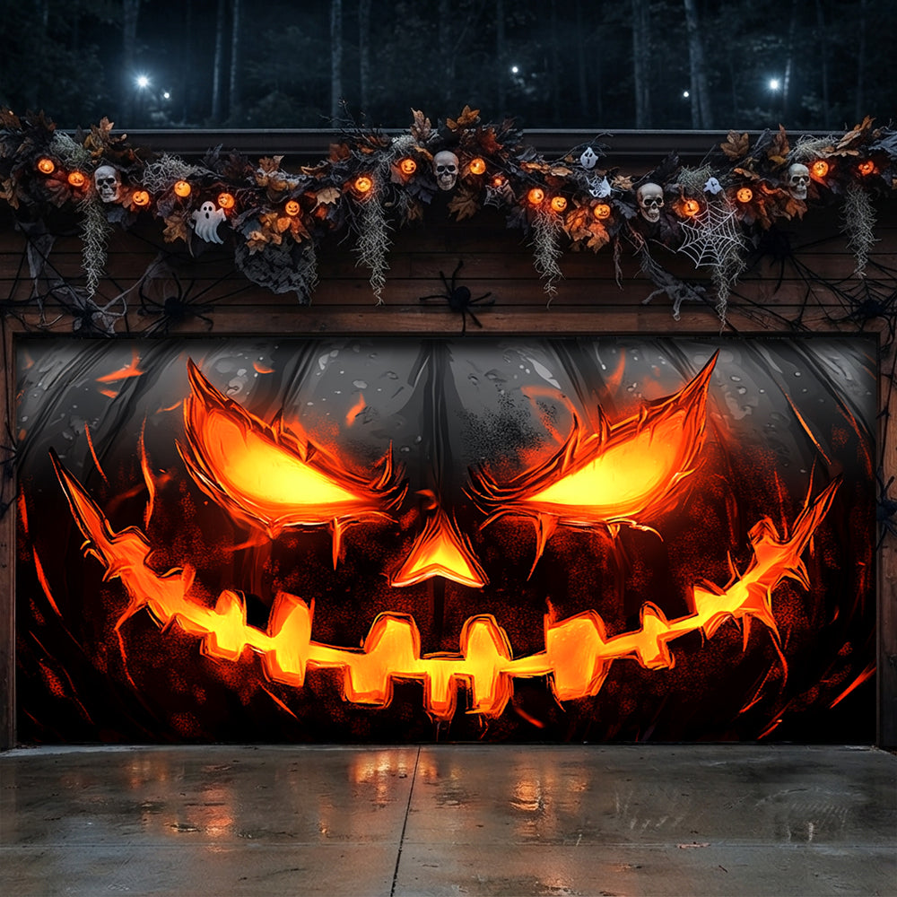Lorva Halloween Garage Door Banner Decoration Halloween Horror Pumpkin Face