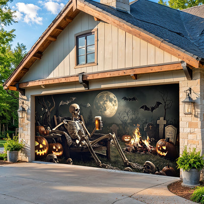 Lorva Garage Door Banner Decoration Skeleton's Last Call
