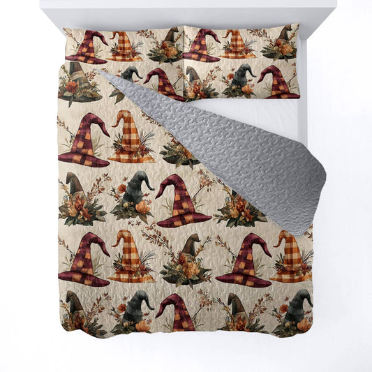 Witch Lorva All Season Quilt 3-Piece Set Floral Witch Hats