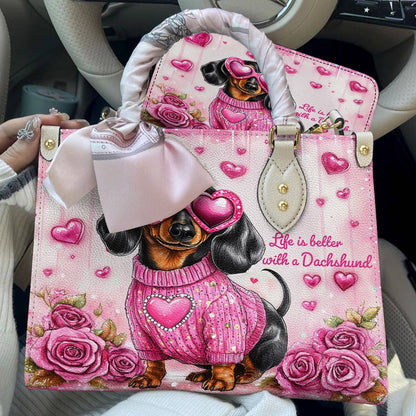 Lorva Dachshund Leather Bag Doxie In Love