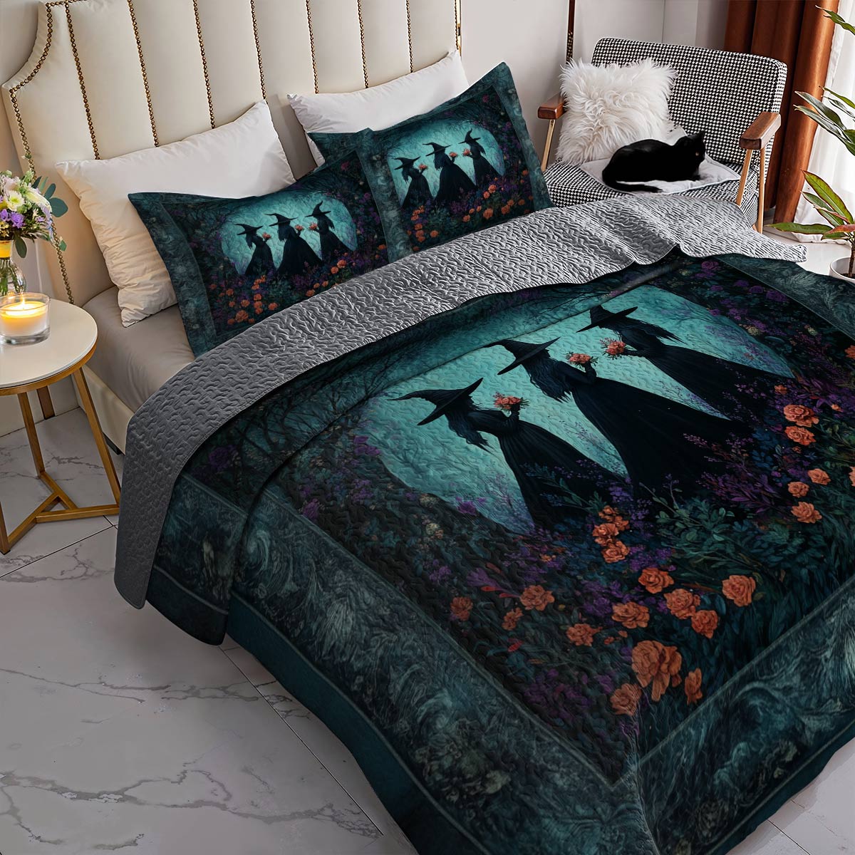 Witch Lorva All Season Quilt 3-Piece Set Moonflower Witches
