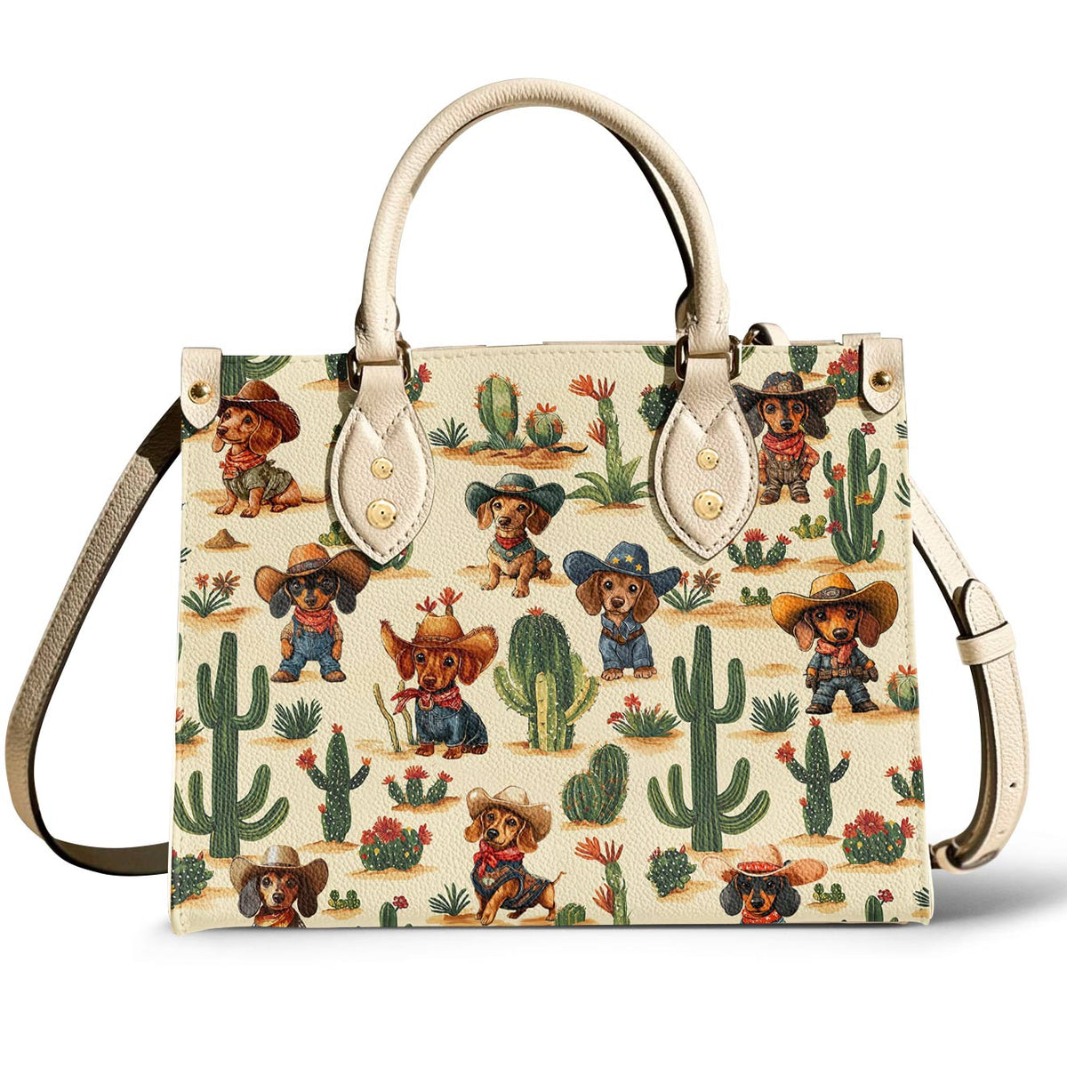 Lorva Dachshund Leather Bag Cowboy Cactus Crew